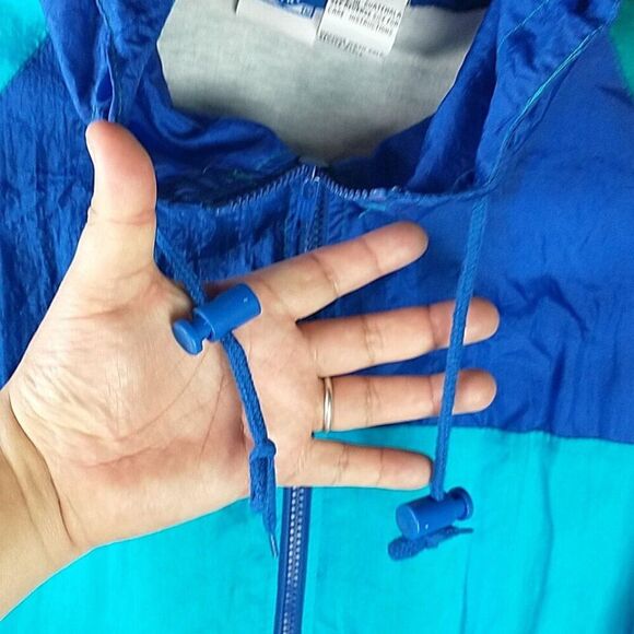 Pro Spirit Size L Color Block Windbreaker Hooded Sporty Jacket Retro Full Zip - Picture 9 of 14